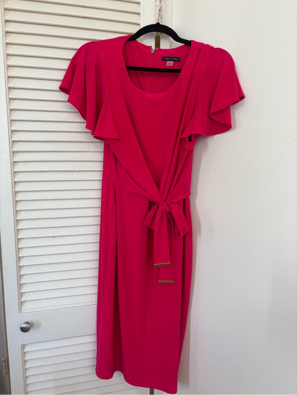 Tommy Hilfiger Hot Pink Tie-Waist Midi Dress